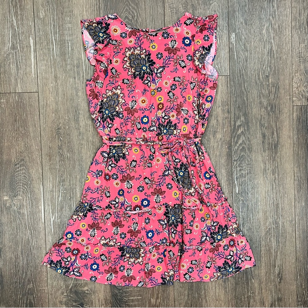 🦋 LOFT pink floral dress, size large tall